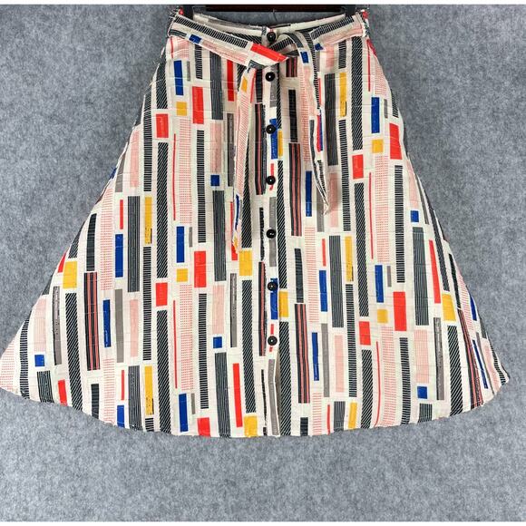 Anthropologie Hutch Willem Skirt Womens 2 A-Line Patchwork Retro 50s Midi Artsy - Picture 1 of 16
